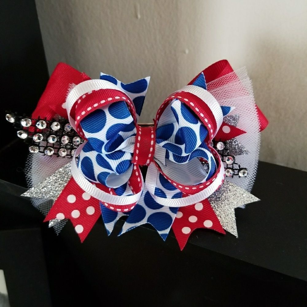 Boutique 4th of july Stacked 5" hai…